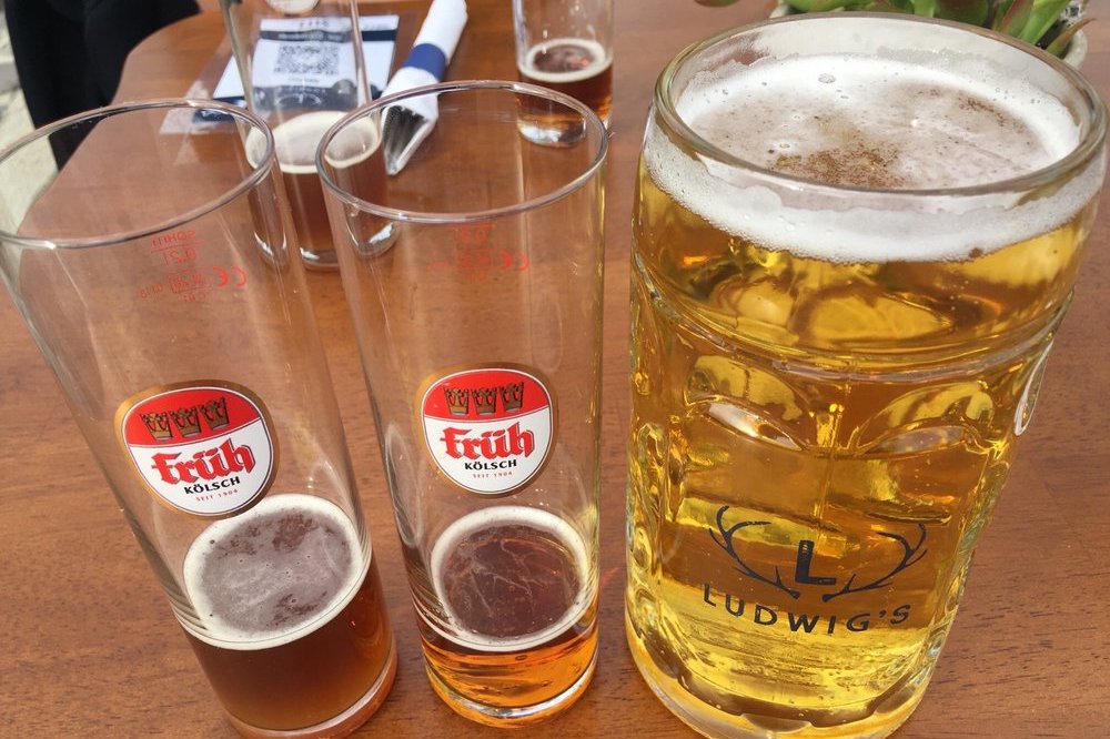 Top 3 Restaurants in the bay area: Stein of beer with 2-pint glasses almost fully drank.