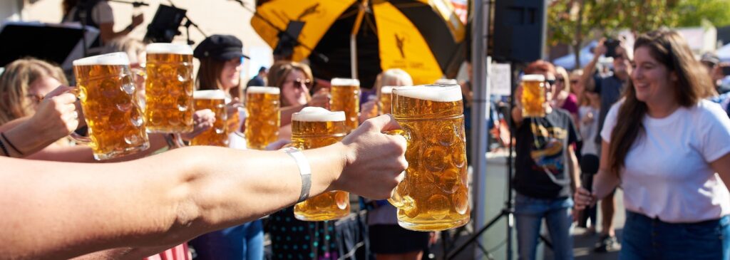 Beer holding contest at downtown campbells oktoberfest